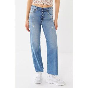 Boyish The Mikey High Rise Wide Leg Jeans Exposed Button Fly‎ Raw Edge Size 27